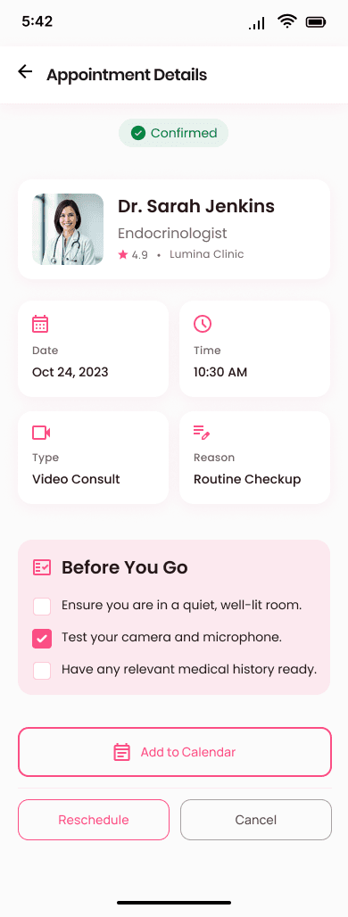 Appointment Confirmation & Checklist