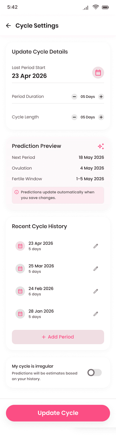 Cycle Settings & Irregular Calibrations